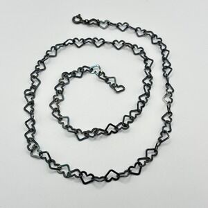 Milor Sterling Open Heart Link Necklace 20"